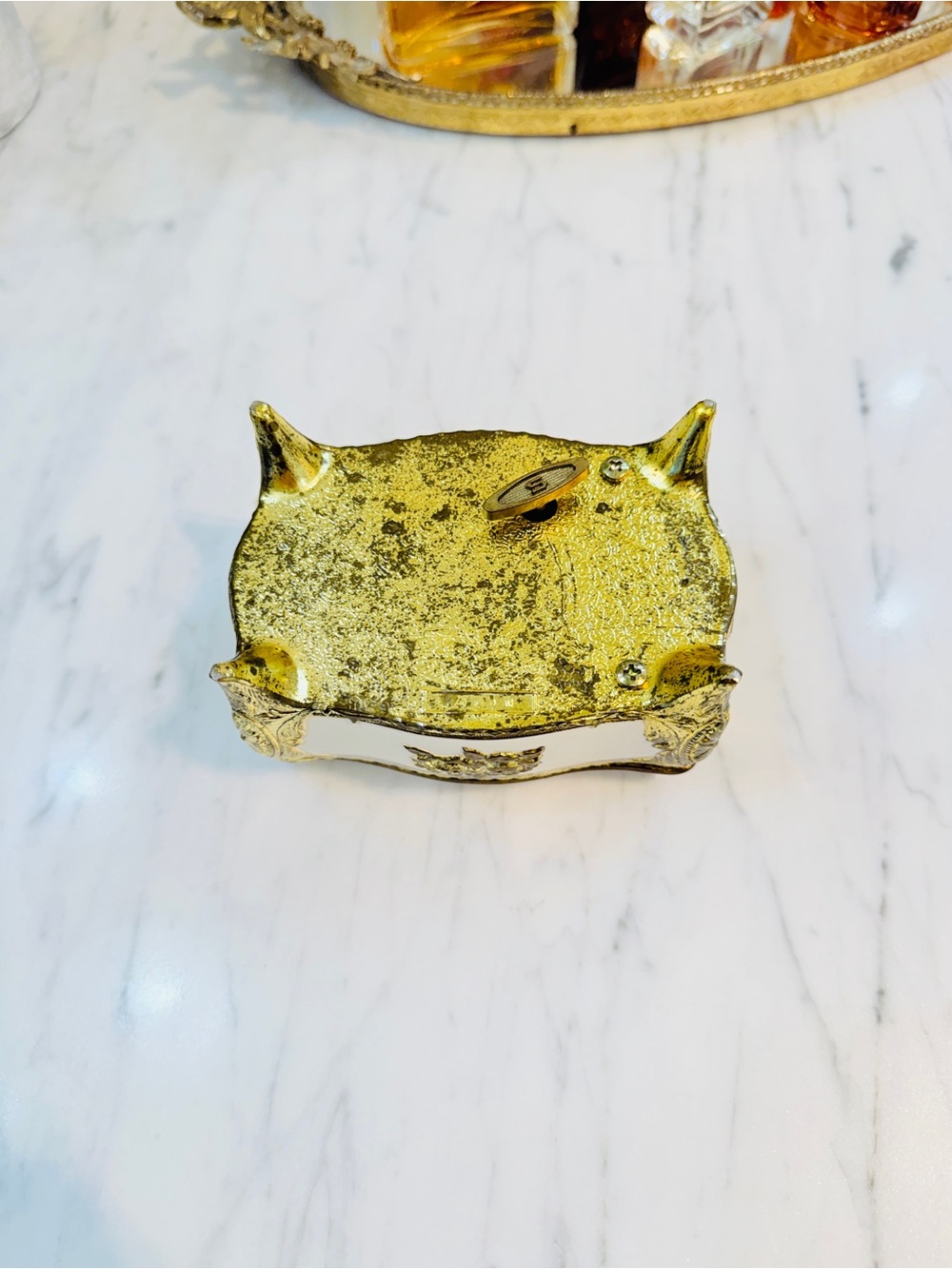 Vintage Porcelain & Enamel Cat Trinket Jewelry Box - Picture 10 of 14